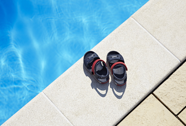 baby sandals at the swimming pool
