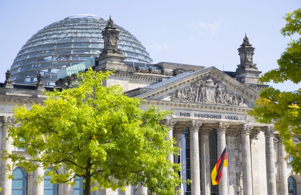 Germany Berlin Reichstag building with glass roof - Stock Photo ...