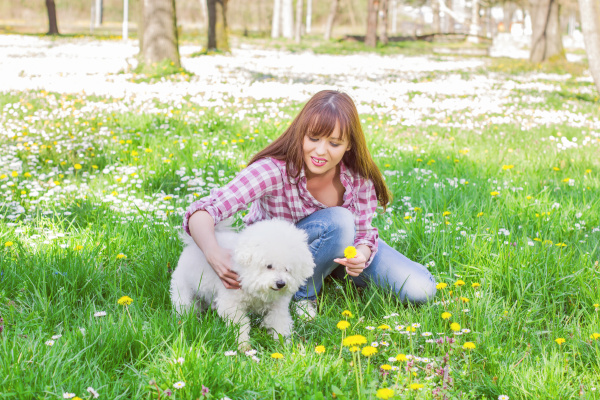 happy woman enjoying nature with her
