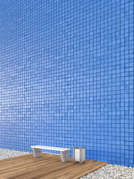 3d rendering blue wall tiles