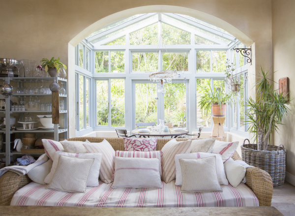 shabby chic living room and sunroom