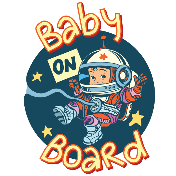 baby on board sign pregnancy cosmonaut