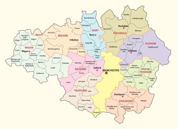 greater manchester administrative and district vector