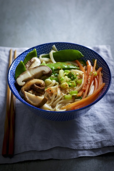 miso soup with vegetables and udon