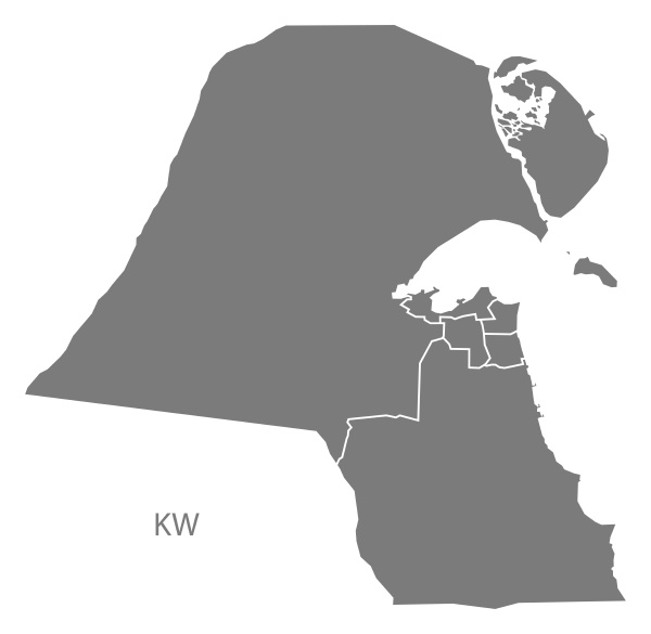 kuwait governorates map grey