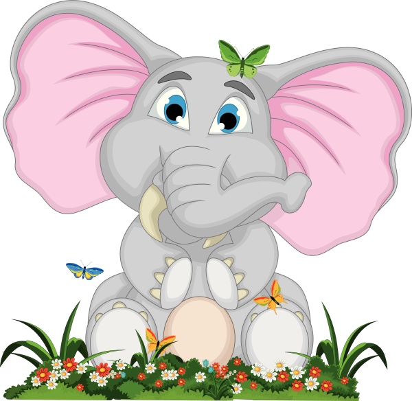 funny elephant cartoon with flower garden - Royalty free photo #18180492 |  PantherMedia Stock Agency