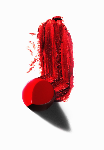 abstract of piece of red lipstick