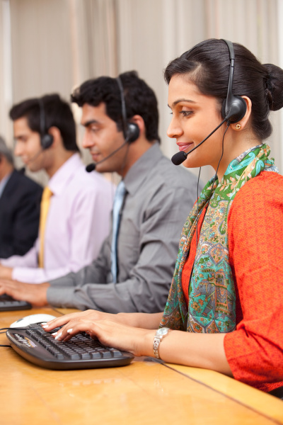 call center agents working