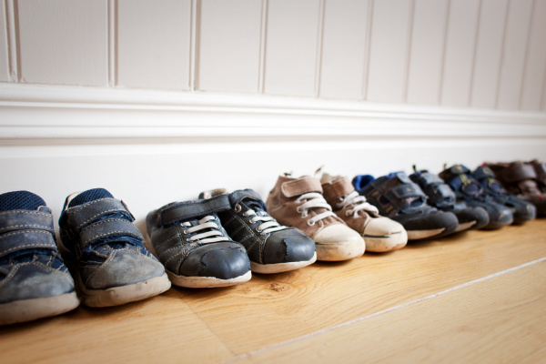 row of little boy s shoes