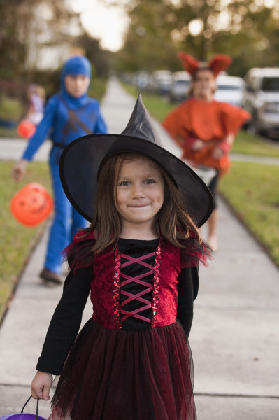 children going trick or treating