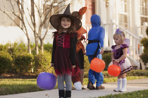 children going trick or treating