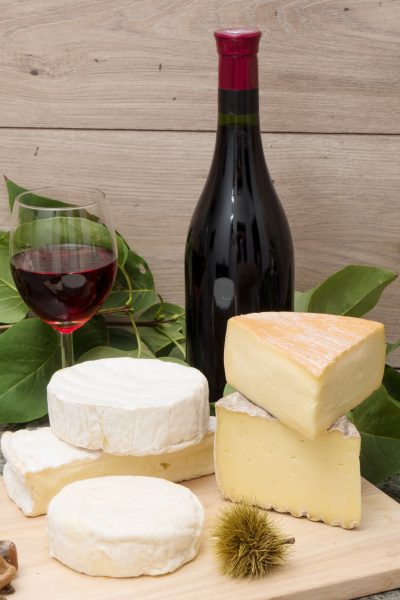 french cheese with a glass and