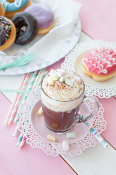 hot chocolate and donuts