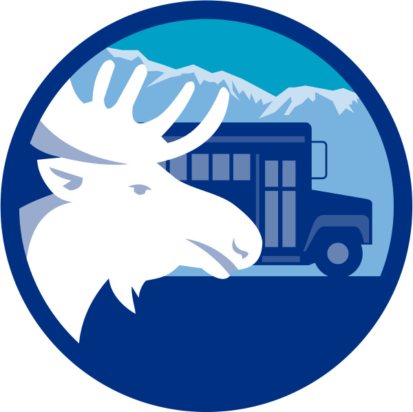 moose head school bus circle retro