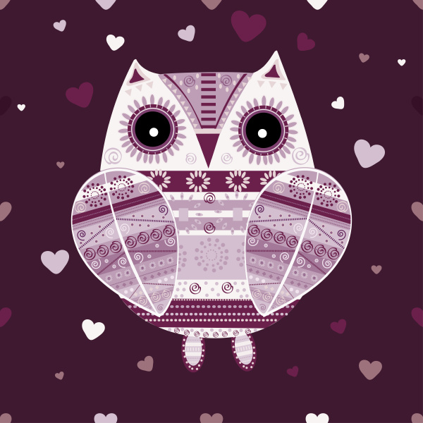 cute owl with ethnic ornament