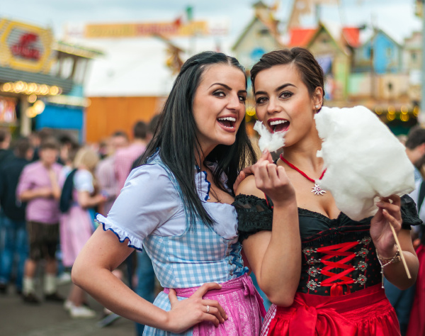two young women in dirndl dress