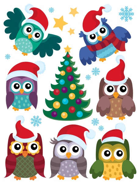 christmas owls thematic set 1