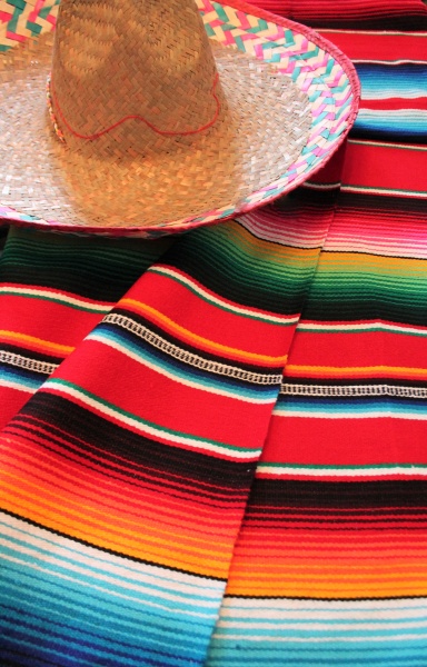 Authentic Mexican Poncho RED Serape Gaban Western Cowboy Cinco De Mayo 