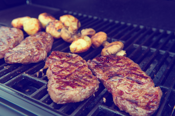 grilled rump steak on barbecue