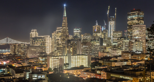 night over san francisco downtown from