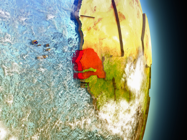 senegal in red from space