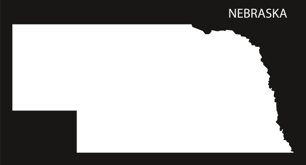 nebraska usa map black inverted silhouette