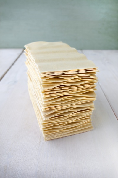 a stack of lasagne sheets
