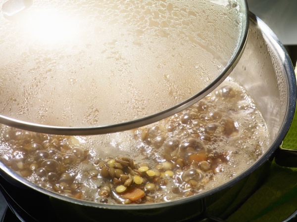 lentil soup in a pan
