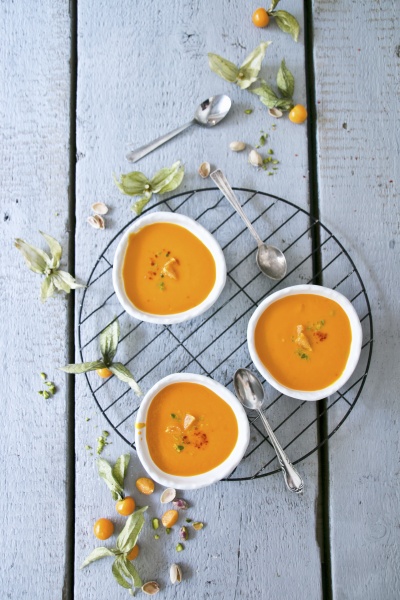 carrot soup with physalis