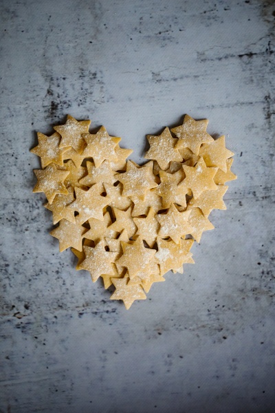 pasta stars in a heart shape