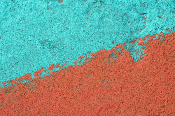 blue and orange painted concrete wall