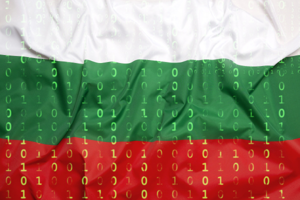 binary code with bulgaria flag