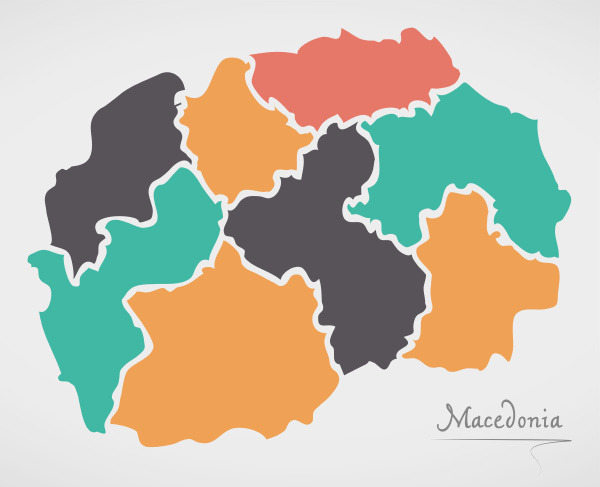 macedonia map with states and modern
