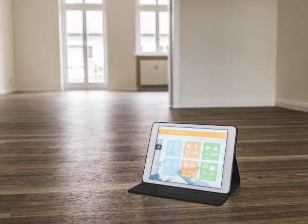 tablet with smart home apps on