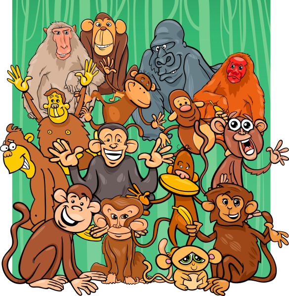 cartoon monkey characters group - Royalty free image #22990053 |  PantherMedia Stock Agency