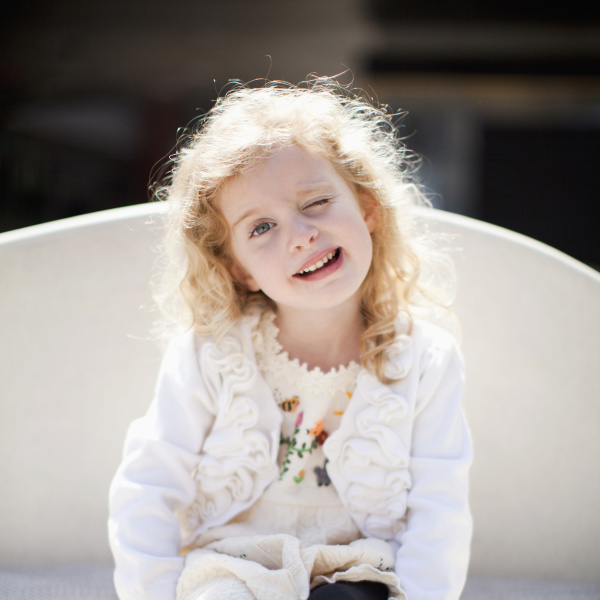 outdoor portrait of happy young girl