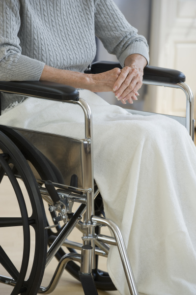 senior woman sitting in wheelchair