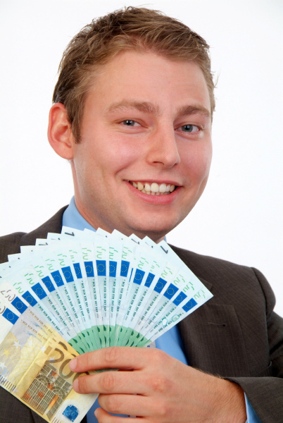 young businessman with money