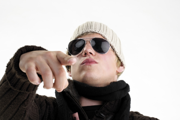 young man with sunglasses and woolen