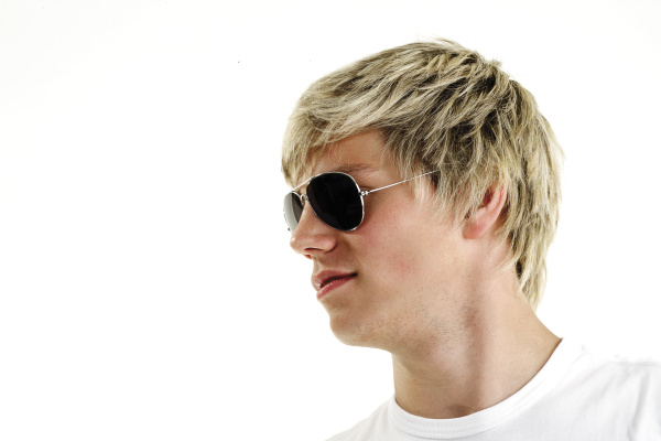 young man with sunglasses in profile