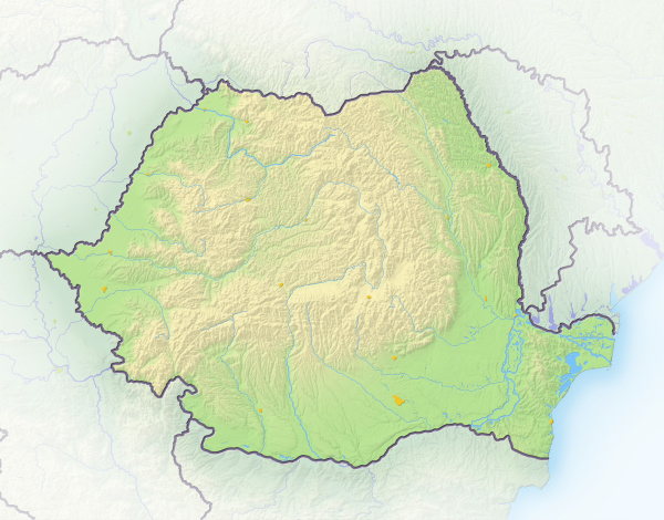 romania shaded relief map