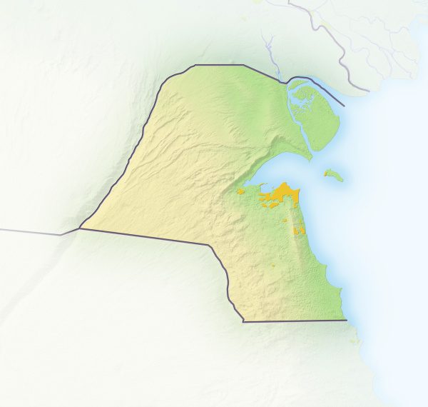 kuwait shaded relief map