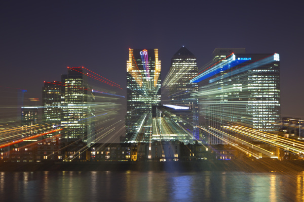 financial district canary wharf seen over