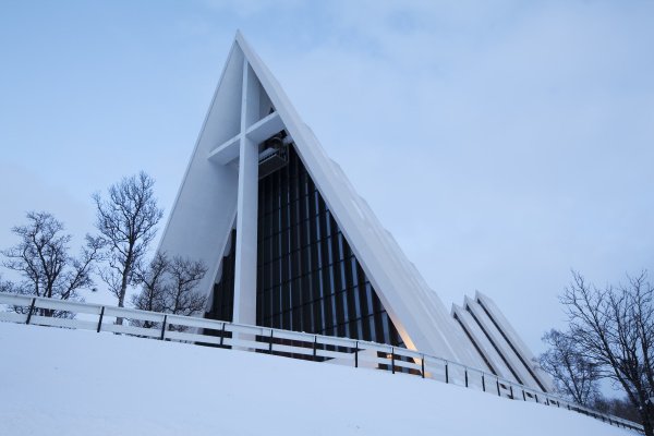 arctic cathedral in winter tromso