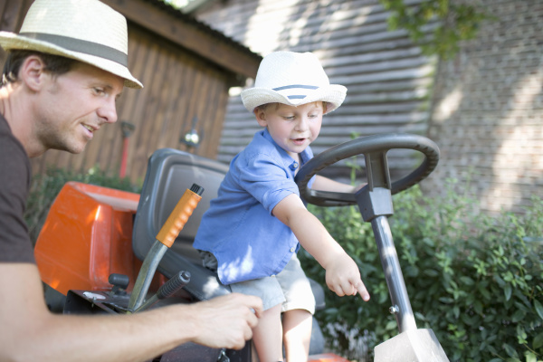 father and son with sit on