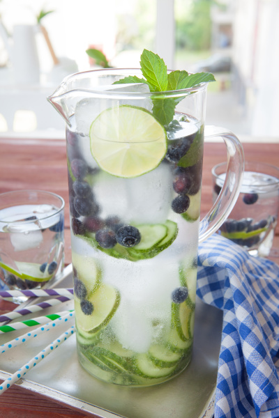 homemade lemonade with blueberries
