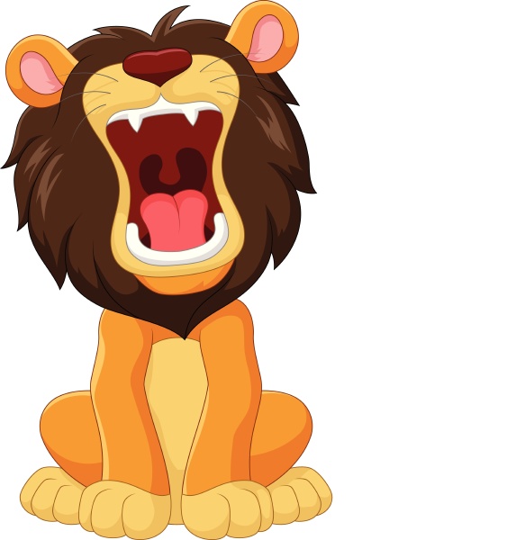 Cartoon lion roaring isolated on white background - Royalty free photo ...