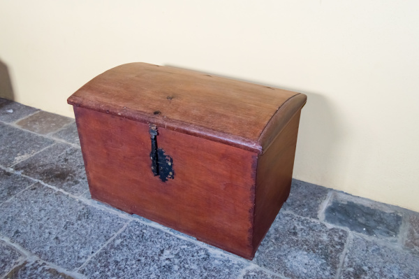 old wooden chest with lid in