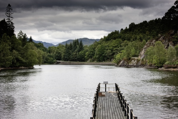 scotland wooden pier over lake