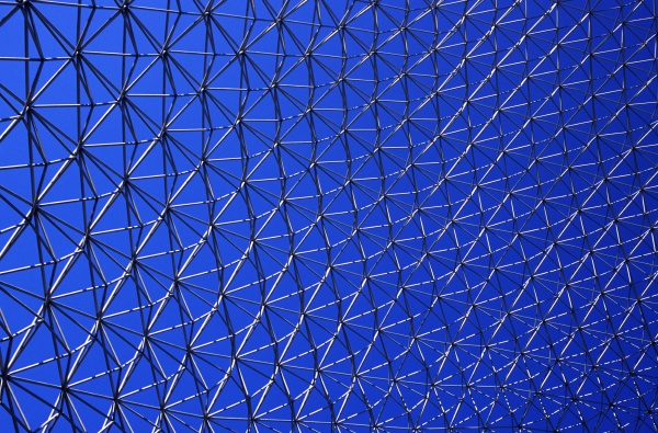 metal mesh against a blue sky
